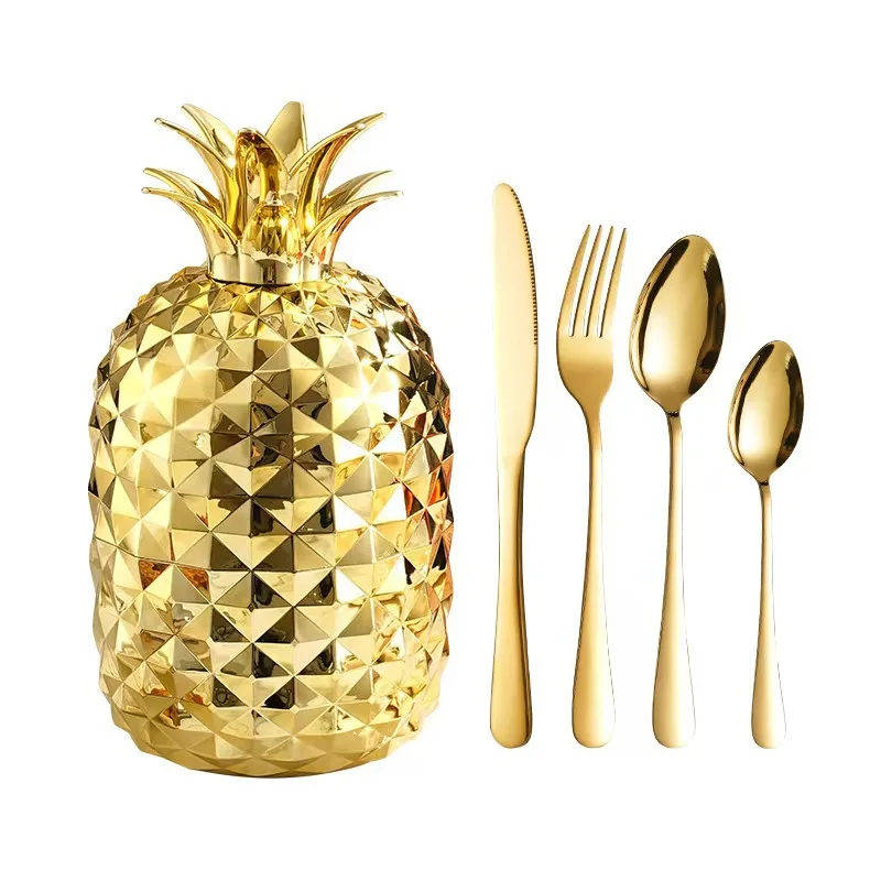 

Pineapple eggs, stainless steel tableware eggs, western food knives, forks and spoons gift box set