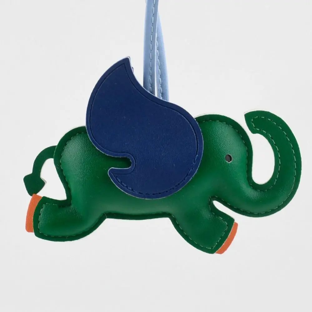 Lovely PU Leather Flying Wings Elephant Keychain Animal Cartoon PU Leather Hanger Car Keyring 16 Colors Bag Pendant Men