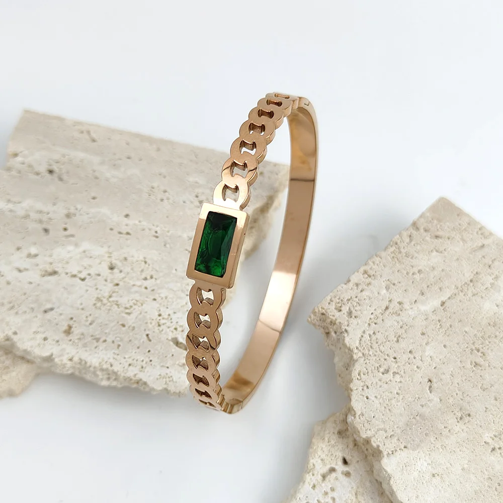 

Luxury Inlaid Rhinestone Women's Bracelet Exquisite Vintage Emeralds Bracelets Charm Wedding Party Fashion Jewelry Wholesale