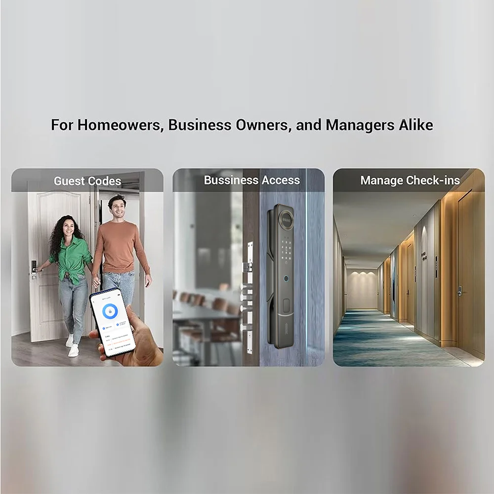 Glomarket Biometric Fingerprint App Video 3d Face Recognition Finger Smart Door Lock Wifi for Aluminum Door Lock With Camera