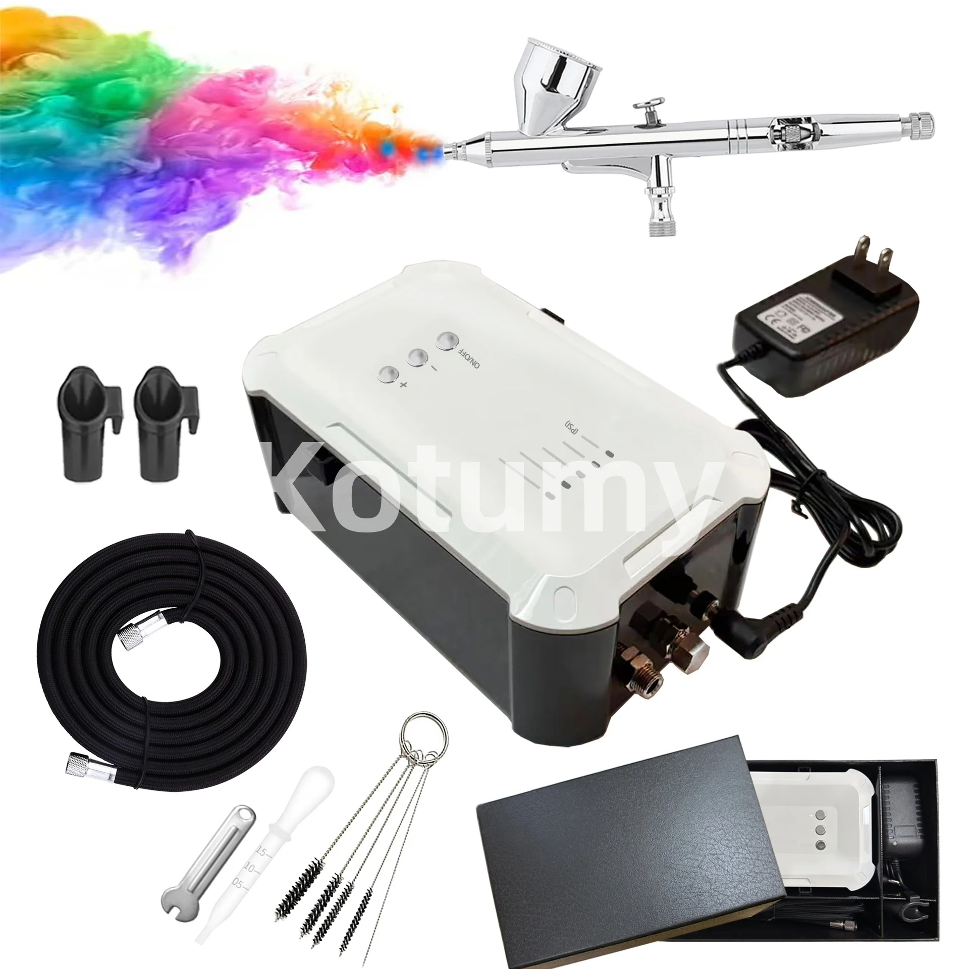 Compact Desktop Air Pump and Compressor Set, Multi-Stage Spray Pen Compressor for Model Coloring Figurine Creativity & Cake Colo