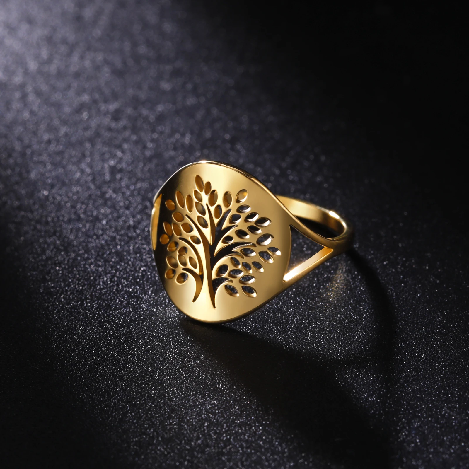 Unift Family Tree of Life Rings for Men Women Stainless Steel Leaf Tree Ring Vintage Viking Amulet Jewelry Party Birthday Gift