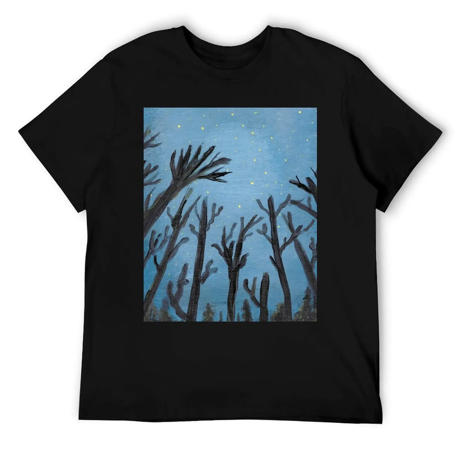 الأشجار في الليل تي شيرت رجل تي شيرت فاخر تي شيرت رجل مصمم تي شيرت رجل عادي تي شيرت #1