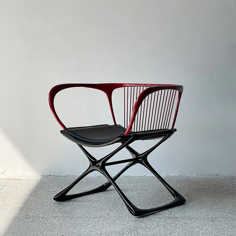 Customized Research House Solid Aluminum Fork Mesh Backrest Leisure Chair Modern Simple Design Home Hotel Furniture G