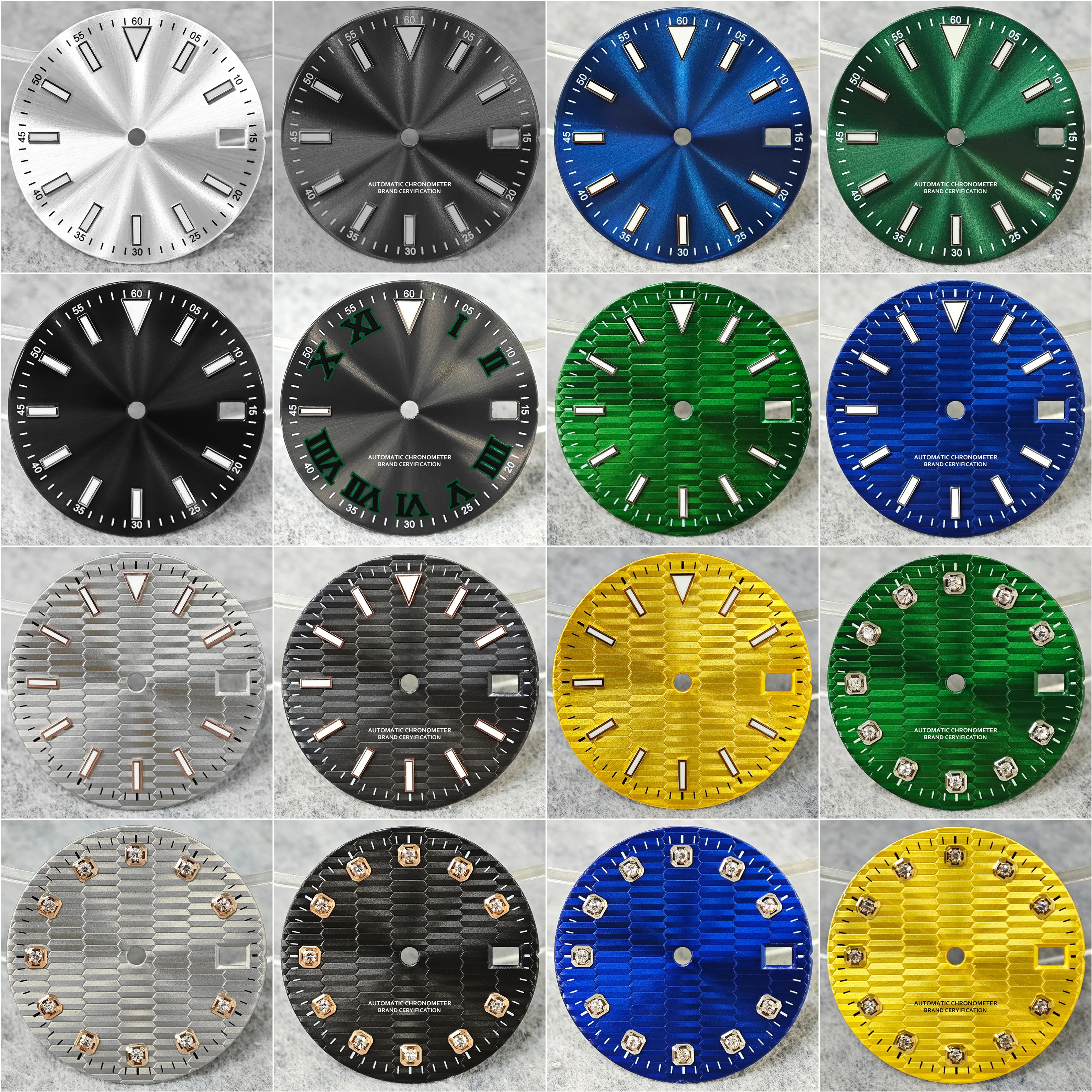 NH35 Dial 28.5mm DATE Series Watch Face for NH35 Movement Green Luminous High-Quality Watch Accessory