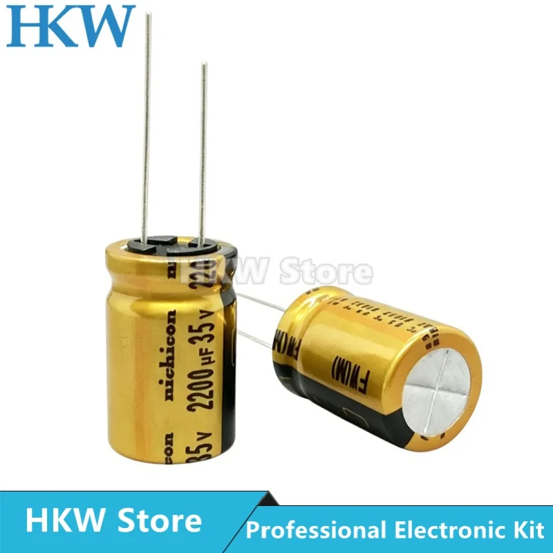 10pcs NICHICON 2200UF 35V 16X25mm FW Series Electrolytic Capacitors Hi-Fi Audio Capacitor New and Original 35V2200UF 16*25MM
