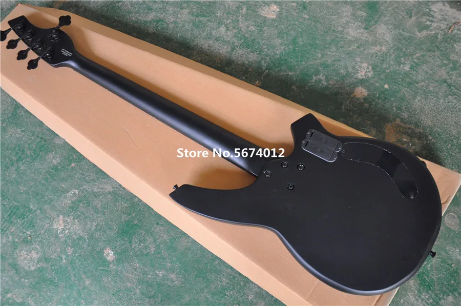 Factory direct 5 string active pickup electric bass matte black bass guitar left hand can be customized for free shipping