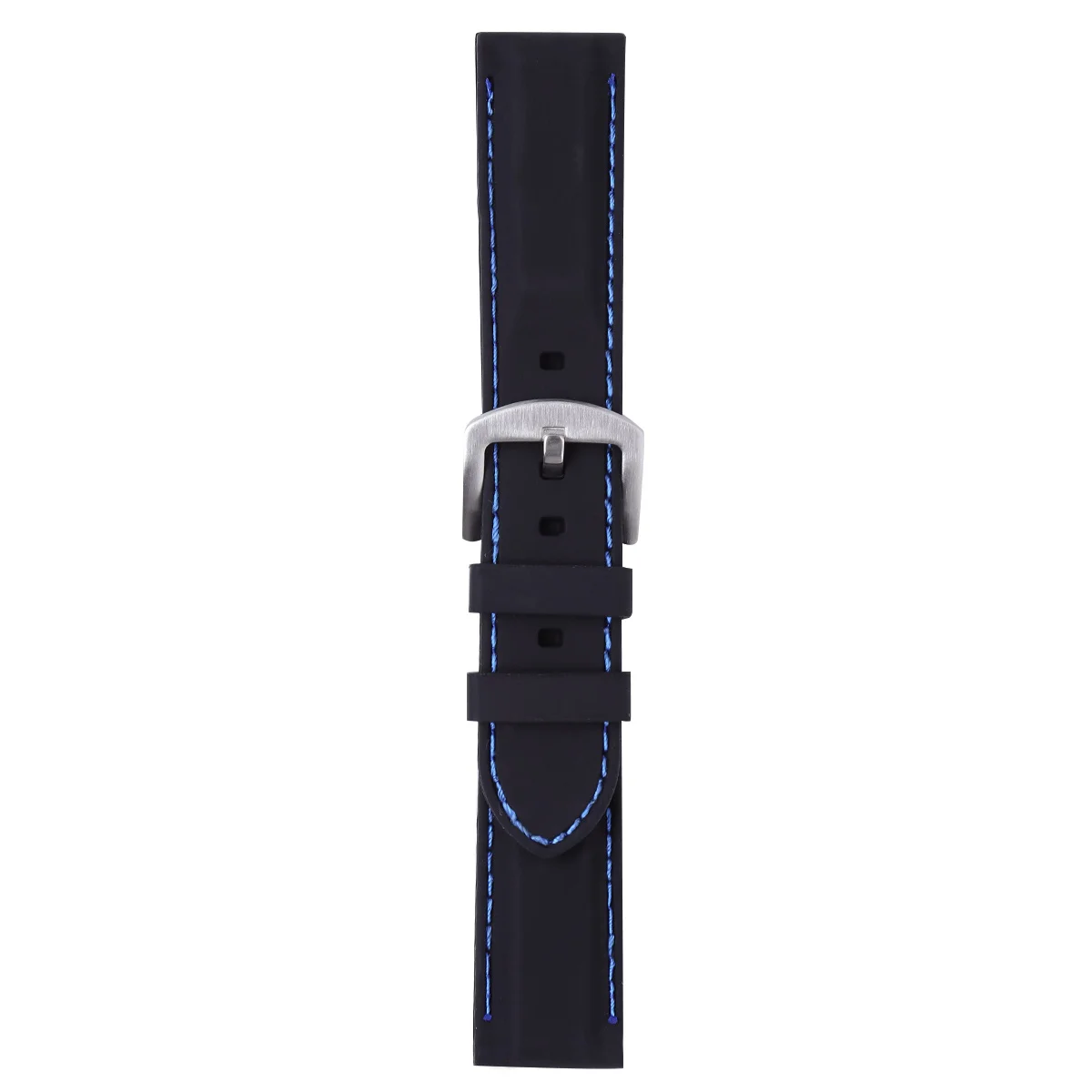 

24mm Watch Strap Waterproof Durable Silicone Watch Band Watch Wristband for Replacement (Black with Blue String)