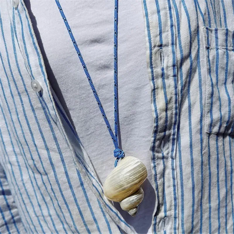 Vacation Conch Shell Necklace New Summer Versatile Blue Rope Pendant Women Jewelry Accessories