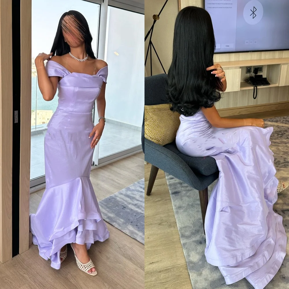 

Jiayigong Sparkle Prom Satin Tiered Cocktail Party Mermaid Off-the-shoulder Bespoke Occasion Gown Long Dresses