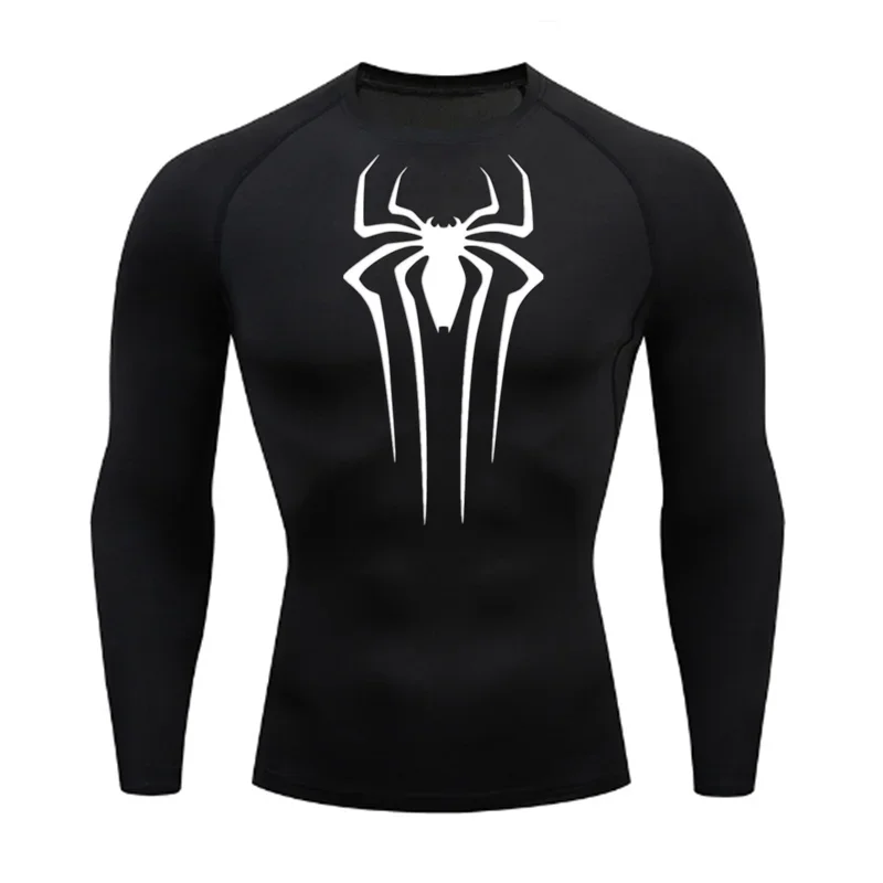 Anime Spider Compression Shirt Long Sleeve For Men Gym Fitness Sportswear Rashguard Bodybuilding Dry Fit Clothing Running Wear