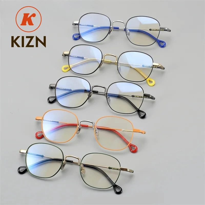 

Оправа для очков KIZN из чистого титана, круглая, для зрения, для мужчин и женщин, легкие, гибкие, оптические, для чтения
