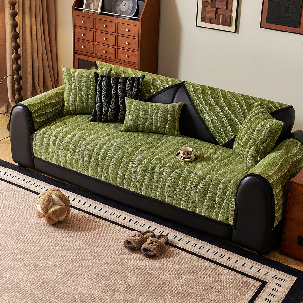 Chenille Textures Sofa Seat Cover Universal Non-Slip Couch Cover Towel Sofa Protective Mats for Living Room Decor