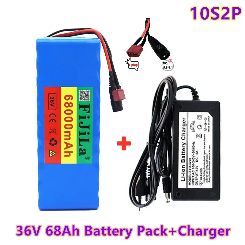 36V 68Ah 10S2P 18650 Akku 68000mAh, Modifizierte Fahrräder, Elektrische Fahrzeug 42V Schutz PCB + 42V Ladegerät