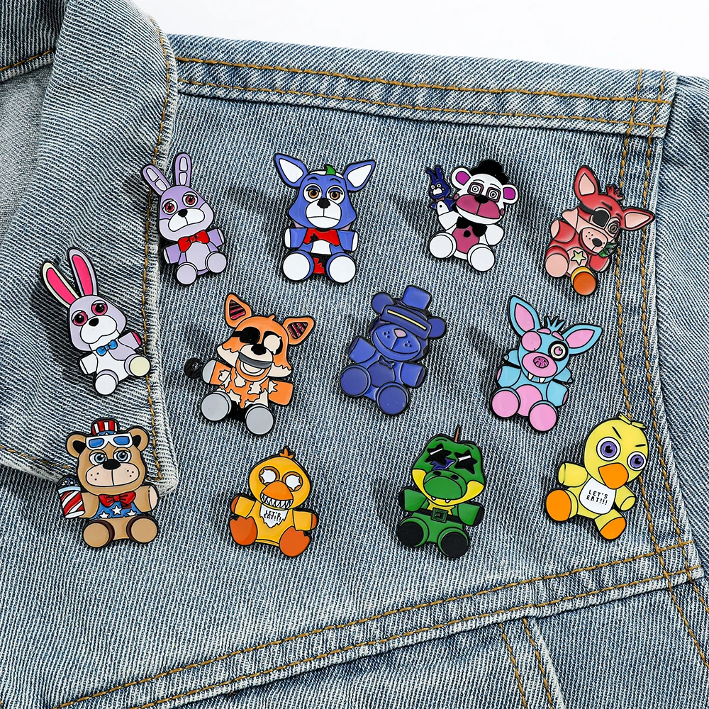 12 Pcs Cartoon Animal Brooch Creative Bear Enamel Pin Fashionable Duck Metal Badge Jewelry Backpack Clothing Accessories