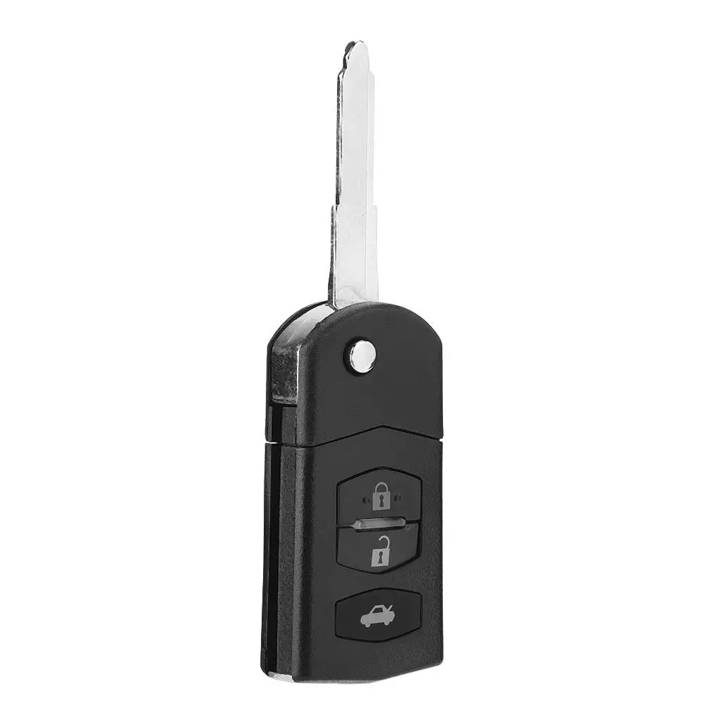 Folding Flip Key Fob for Case with 3 Buttons for Mazda 2 3 5 6 RX8 MX5 - Durable Shell Cover & Blade