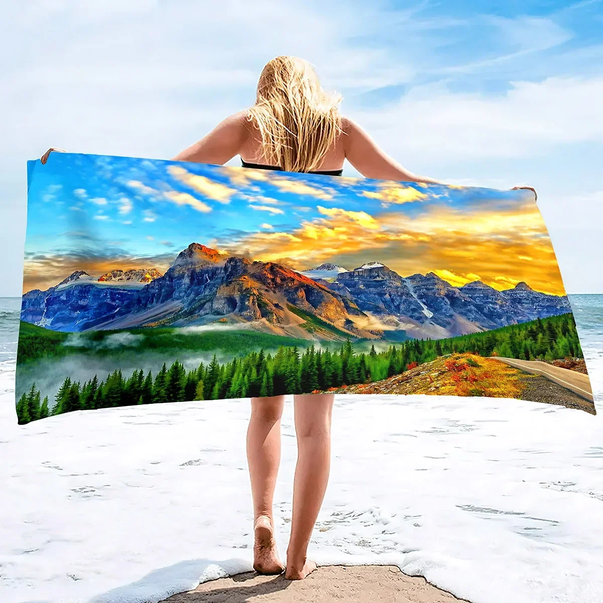 Oversized Beach Towels, Highly Absorbent, Lightweight and Quick Dry, Rural Print, Pool and Bath Towel, Sand Free Sandless Towels