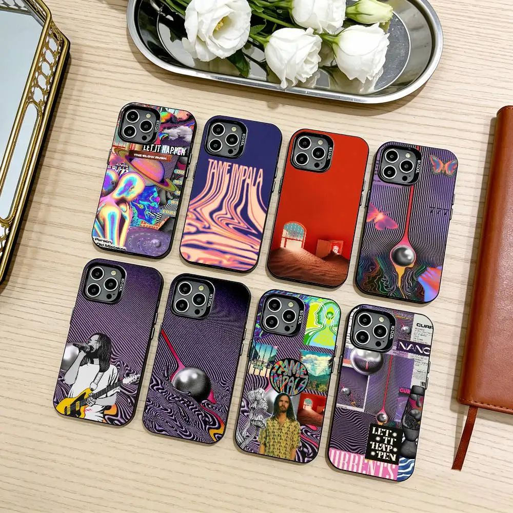 

Tame-Impala-Psychedelic Art Phone Case For iPhone17,16,15,14,13,12,11 Plus,Pro Max Black Candy silver phone case