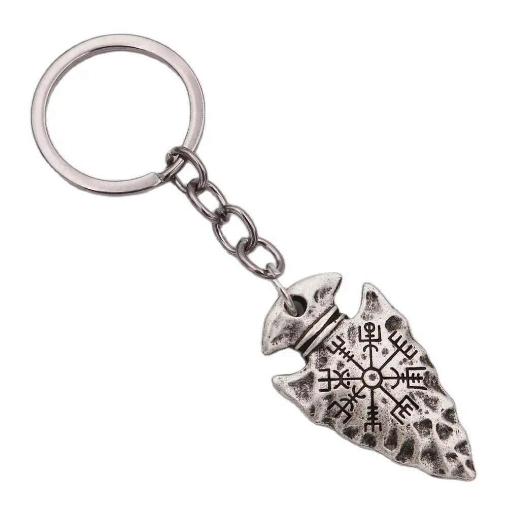 Men\'s Anchor Pendant Keyring Vikings Thors Hammer Rune Valknut Keychain Handmade Norse Jewelry
