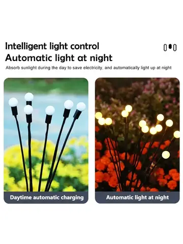 1pcs Outdoor Solar Firefly Swaying Fairy Light 8 10 LED RGB Warm  Waterproof Garden Light for Patio Christmas Festive Decoration