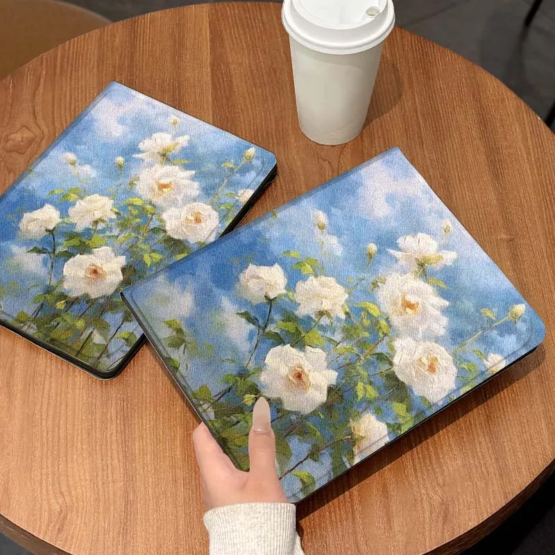 

White Sky Peony Flower Daisy For Xiaomi Redmi Mi Pad 2 4 5 6 6s 7 8 11 12.5 12.4 11.2 8.7 SE Pro Plus Max Cover Tablet Case