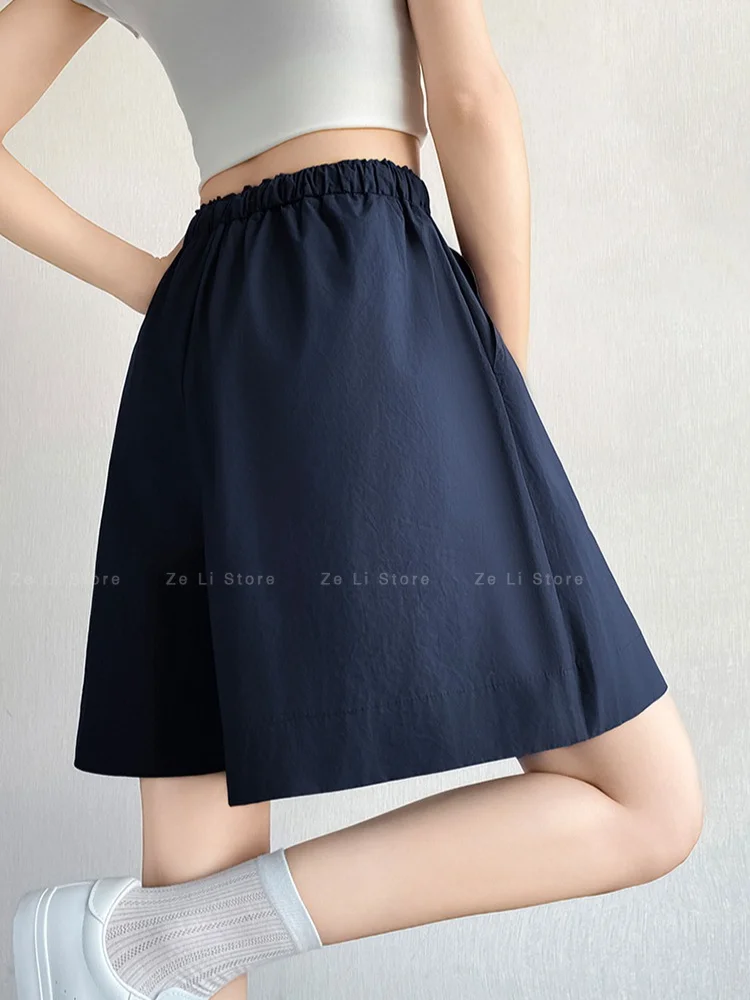 2026 Summer New A-line Five-point Shorts Wide-leg Ice Silk Quick-dry High-waisted Lightweight Casual Pants for Women