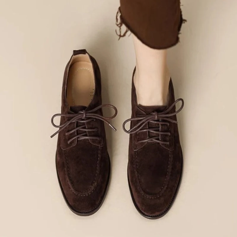 Neue Frauen Wohnungen Schuhe Lace Up Büro Müßiggänger Schuhe Casual Sneaker 2026 Frühling Casual Wildleder Schuhe Elegante Komfort Mujer Zapatos