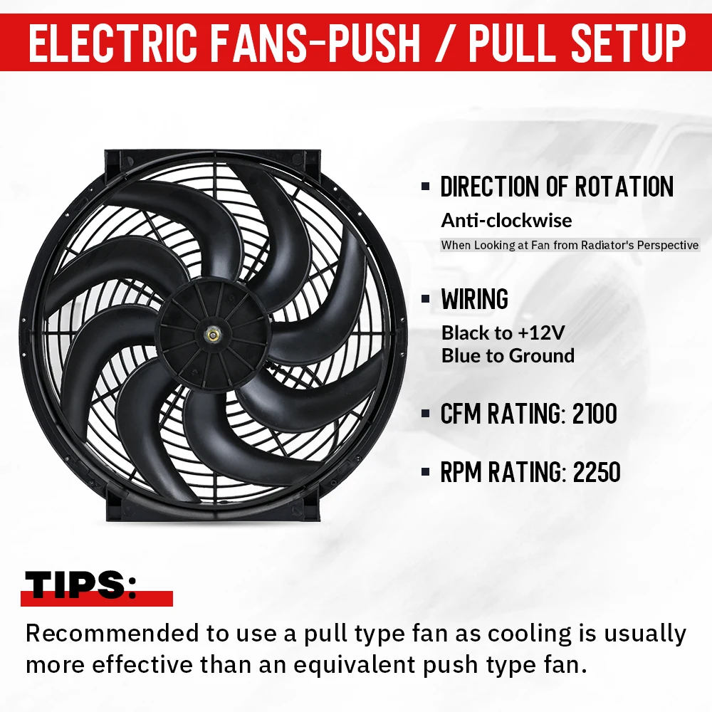 Free Shipping 7 9 10 12 13 14 Inch Universal 12V 80W Slim Reversible Black Blade Electric Cooling Radiator Auto Fan Mounting Kit