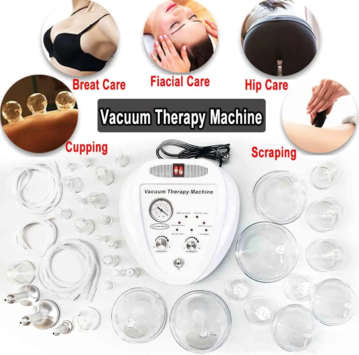 24 Suction Cup Vacuum Therapy Machine Butt Lifting Breast Improvement Instrument Pump Cup Massager Body Shaping Butt Lifting