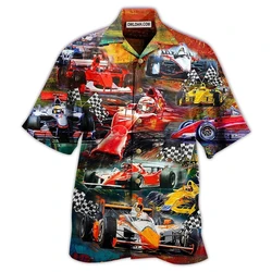 Hawaiian Men Shirt 3D Car Print Short Sleeve Blouse Summer Beach Vacation single Breasted Fashion Lapel Men's Clothing