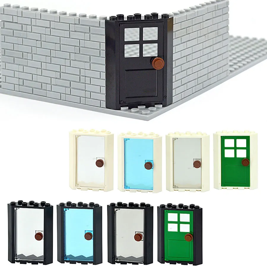 Assmble-Construcción de puertas de esquina para niños, Compatible con partículas 28327, 4x4x6, ciudad, amigo, casa, ventanas, bloques de construcción, educativo, creativo, Juguetes