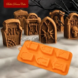 3D Halloween Cobweb Tombstone Design Silicone Chocolate Mold DIY Candy Gummy Mousse Mould Cake Decorating Tools Kitchen Bakeware