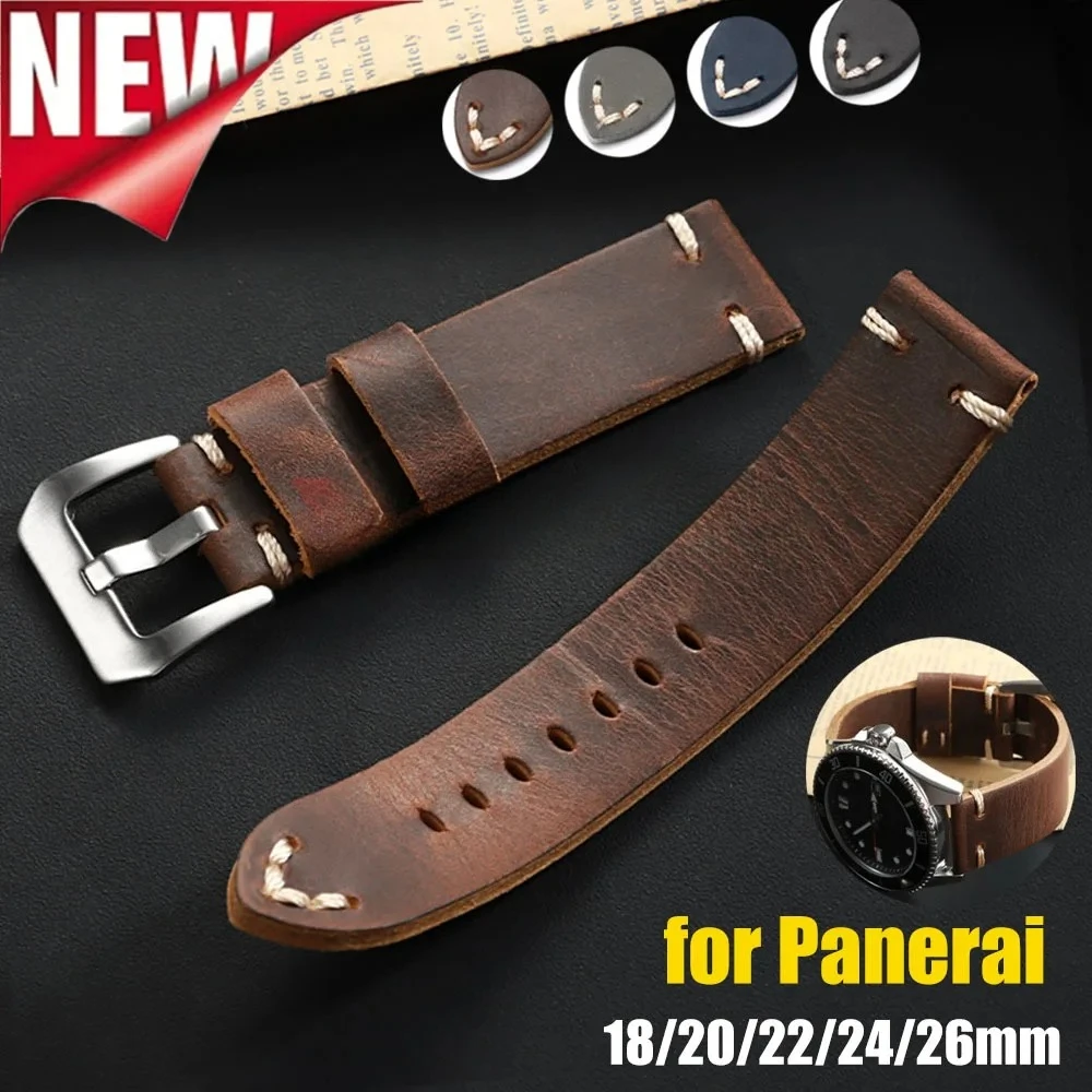 Genuine Cowhide Watch Band for Panerai Crazy Horse Cowhide Strap Women Men Sport Bracelet Watchband 18mm 20mm 22mm 24mm 26mm