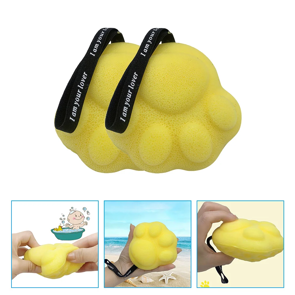 

2 Pcs Cat Claw Bath Ball Scrubber Brush Lovely for Shower Back Sponge Skin Friendly