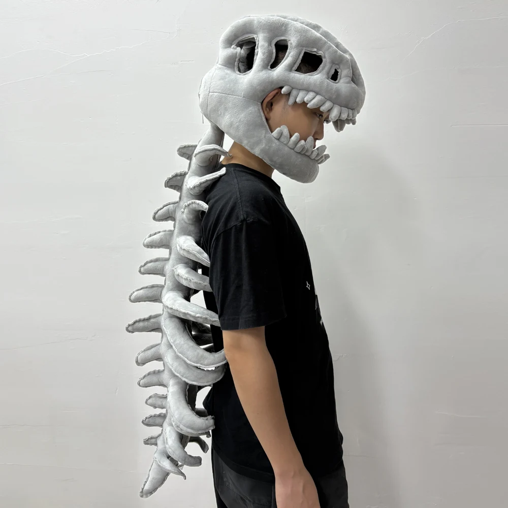 Lustige Dinosaurier Skelett Kapuze Maske Cosplay Tier Drachen Schädel Plüsch Helm Halloween Karneval Dress Up Party Kostüme Requisiten