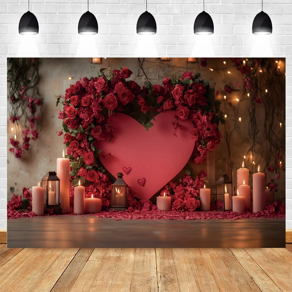 Sfondo con fiori di rosa rossa, cuore d'amore, proposta di San Valentino, scena interna della stanza, matrimonio, sposa, ritratto, sfondo fotografico