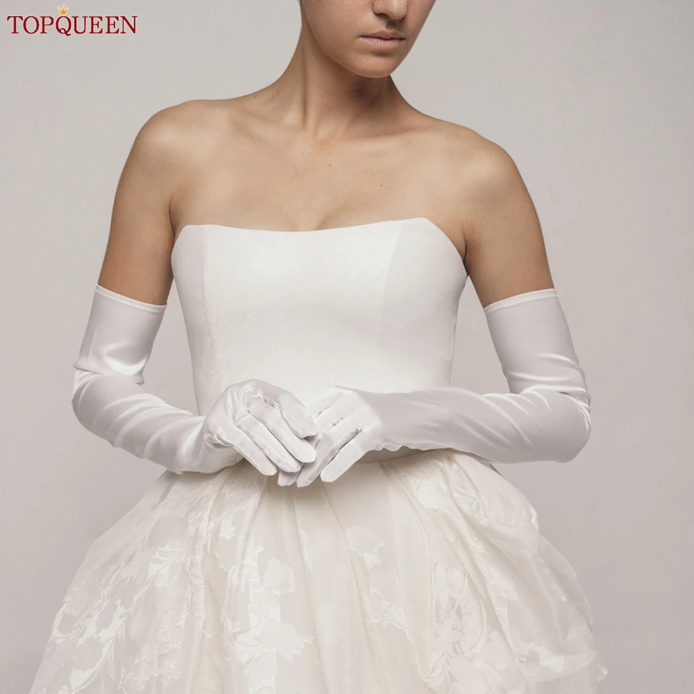 TOPQUEEN Wedding Accessories Lady Gloves Women Bridal Gloves Wedding Long Elbow Length Finger DIYDetachable Sleeves Bridal VM22