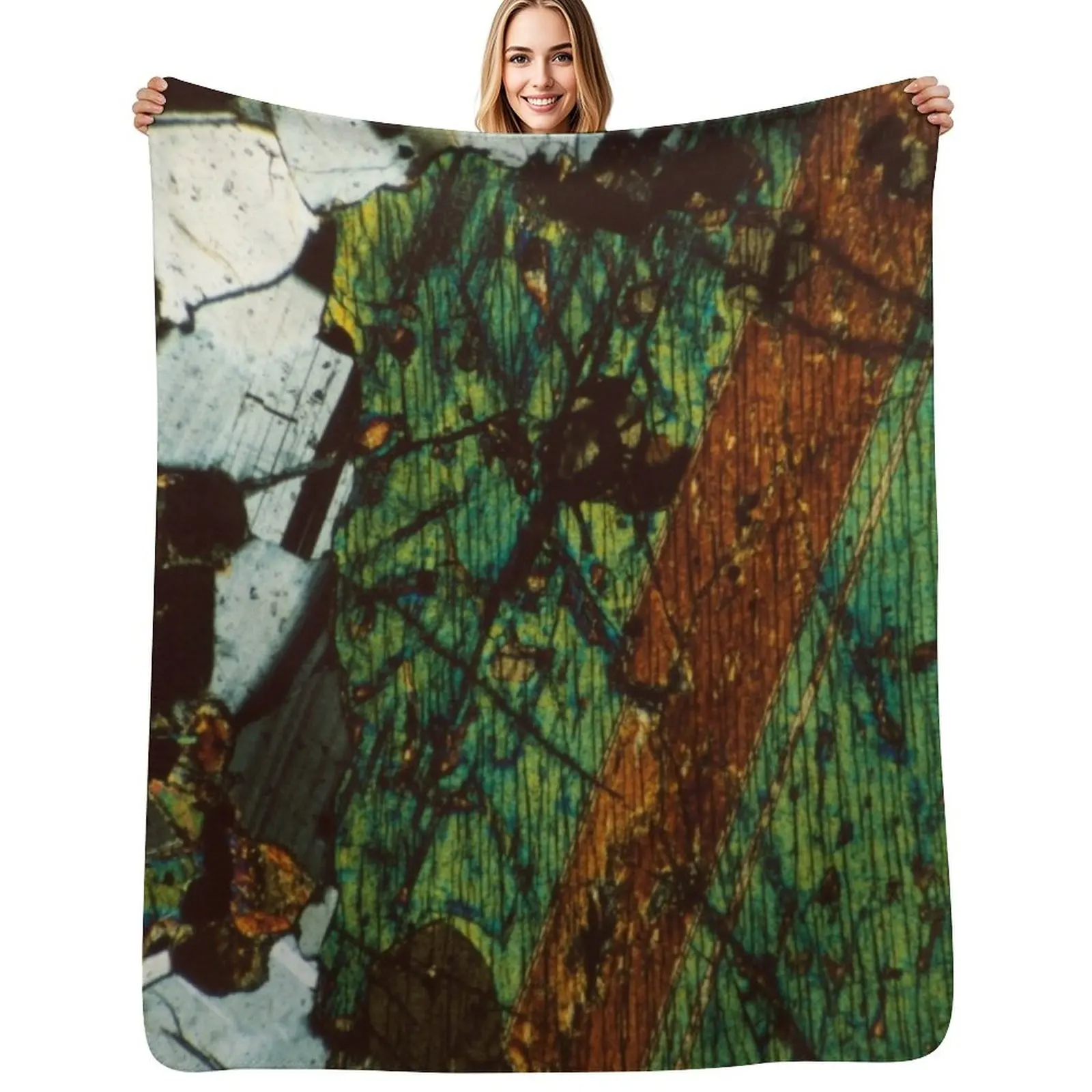 

Twinned Pyroxene and Feldspar Thin Section Mineral Art for the Rockhound Throw Blanket Father’s day blanket gift