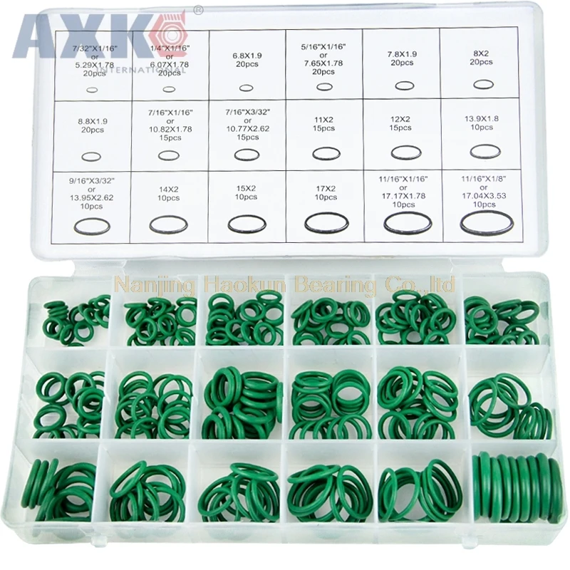 AXK 270 unids/set junta tórica de goma sellos de arandela Kit surtido de estanques junta tórica 18 tamaños diferentes con caja de plástico