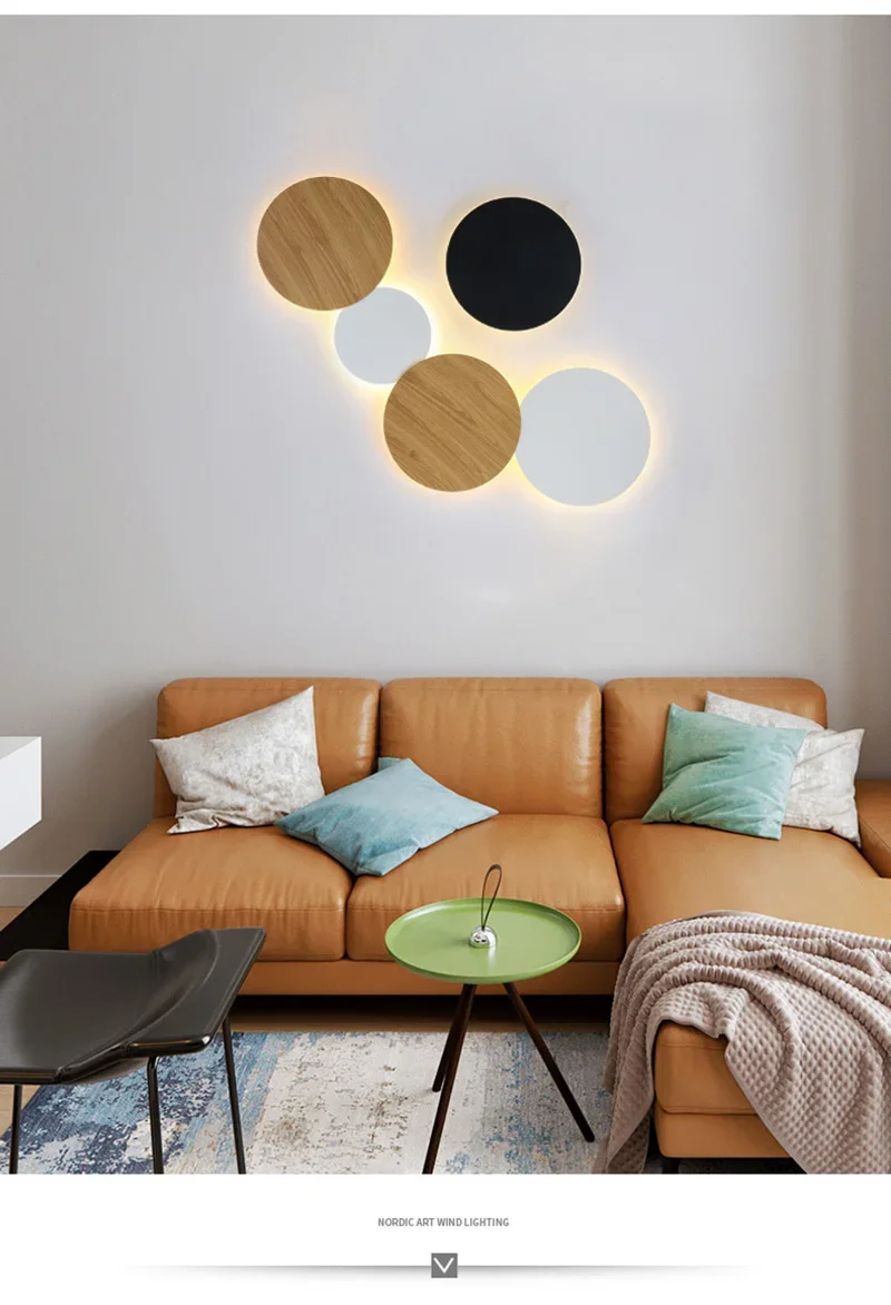 

Round LED Wall Lamp Living Room Backdrop Bedroom Bedside Lamp Modern Simple Aisle Personalised Creative Staircase Wall Lights