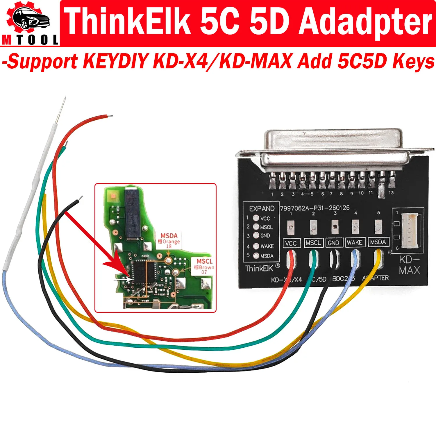 thinkelk-5c-5dアダプター-keydiy用-kd-x4用-kd-max用-vw-mqb49-5c-5dキー追加用-bmw用-アウディ用-ポルシェ用-5dキー追加用