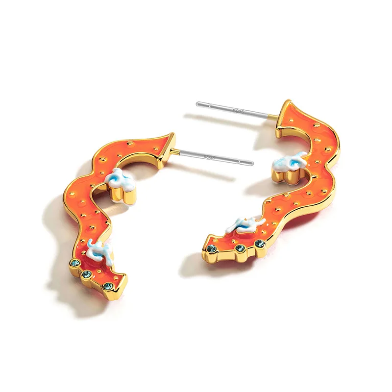 

National Trend Earrings Women's Summer Niche Design Handmade Enamel Earrings Temperament Simple Earrings