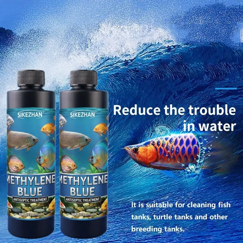

SIKEZHAN Pure Methylene Blue Solution Aquarium Preventive Use General Water Conditioner Multi-Species Fish Discus Betta.