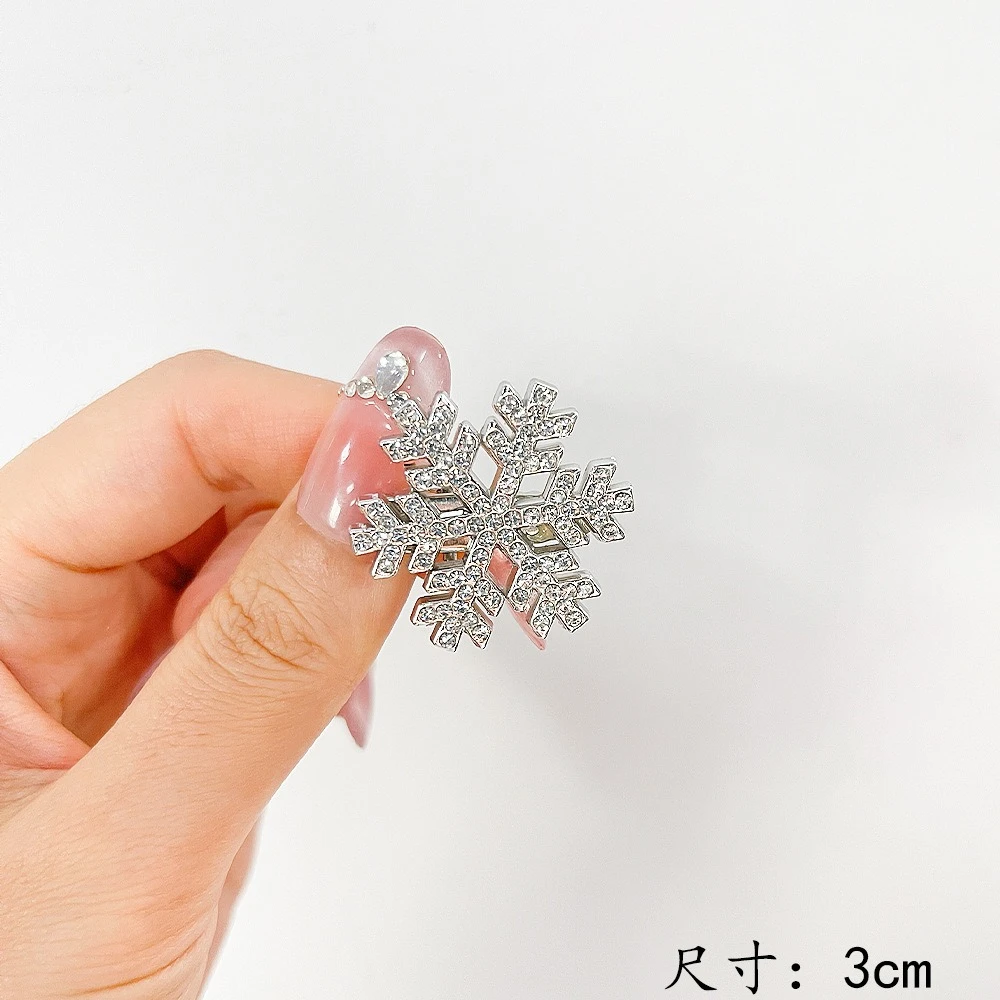 الشظية ندفة الثلج مشبك شعر النساء الفتيات الحلو الانفجارات الجانب كليب حجر الراين دبوس الشعر الشتاء فروي باريت مجوهرات الزفاف أغطية الرأس #6