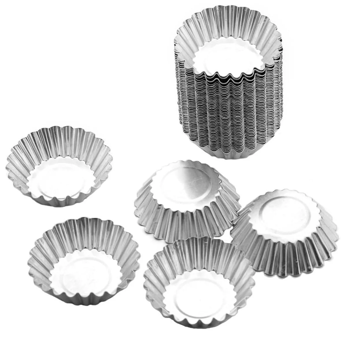 100 Moldes de Aluminio para Tartaletas, Cupcakes, Muffins, Pasteles, Galletas, Gelatina y Trufas de Chocolate con Revestimiento Antiadherente