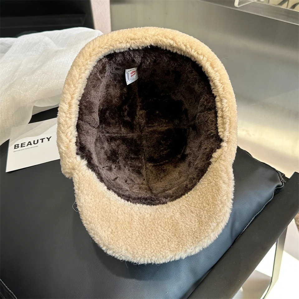 Neue Winter Herren Echtleder-Mütze mit Lammfell, Warme Dicke Ohrenklappe, Herren-Baseballkappe aus Schafsfell, Russische Mütze – Detail 7