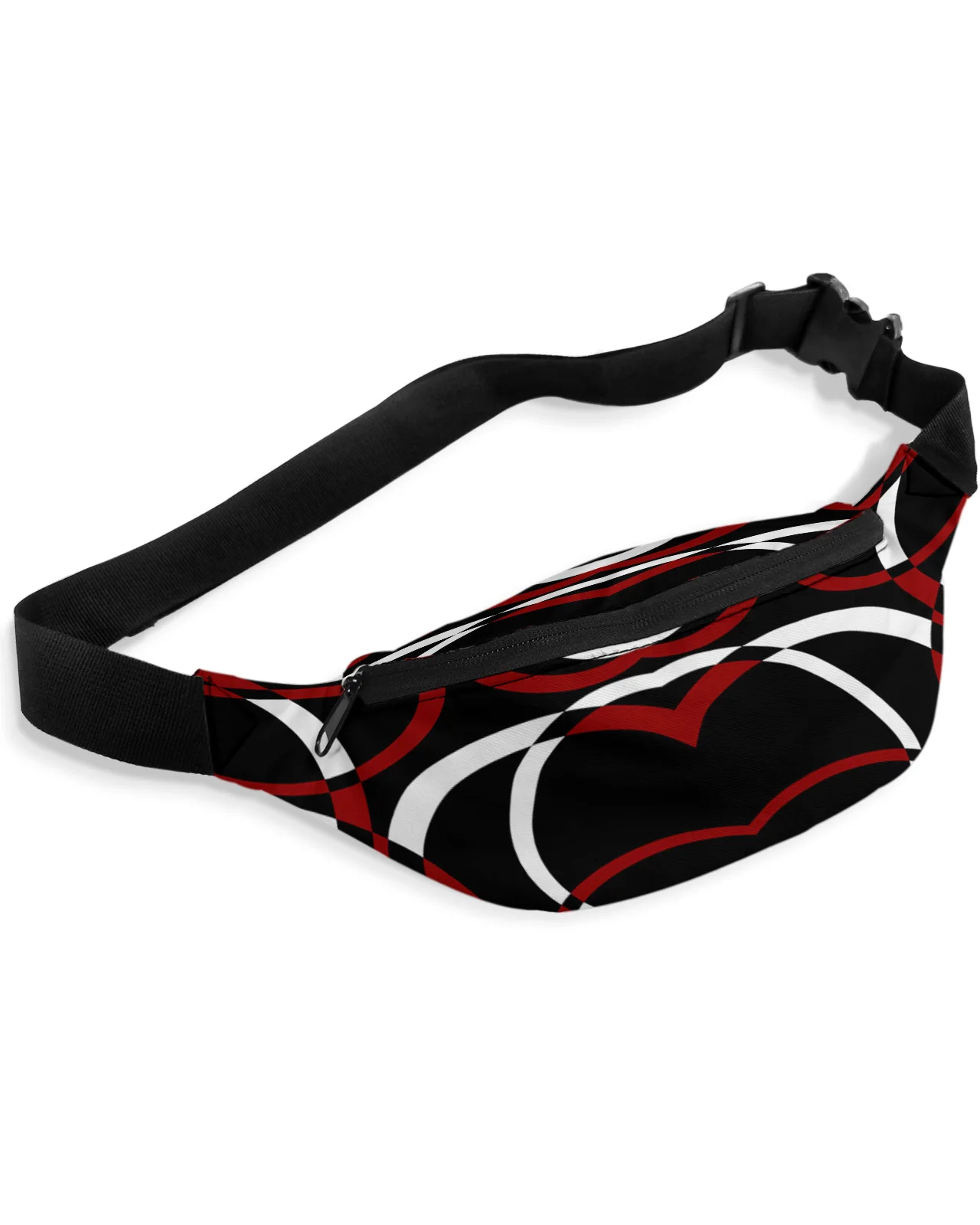 Geometric Abstract Modern Art Red Men Women Waist Bag Fanny Pack Purse Phone Belt Bag Wallet Pouch Waterproof Banana Hip Bags