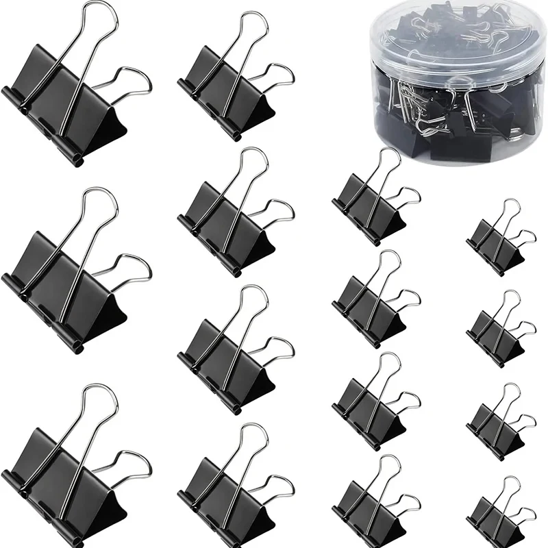 10/20Pcs Binder Clips Black Foldback Clips 15/19/25/32/41/51mm Office Clip Paper Clips For Home School Office Storage