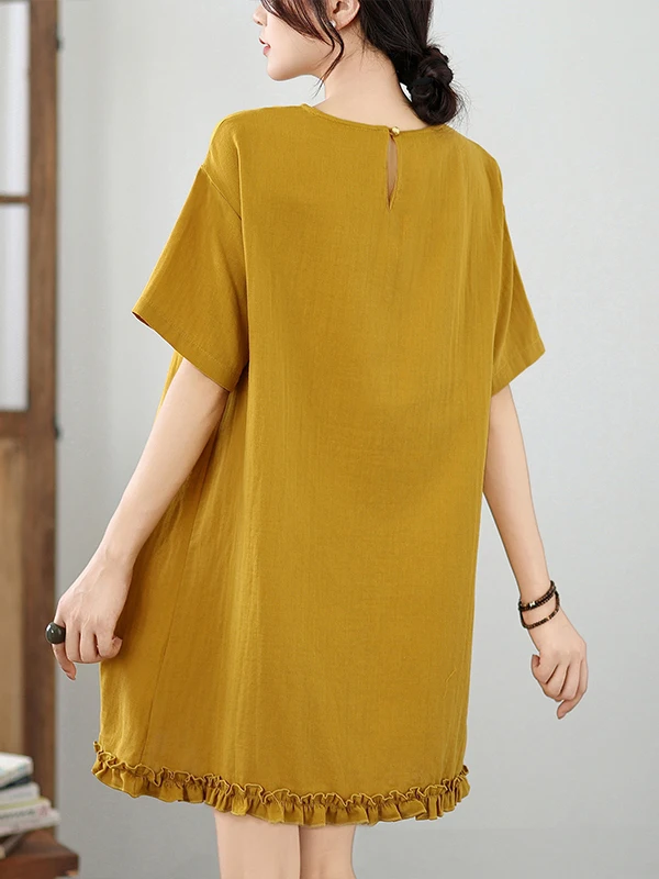 Ele brodé travail lourd T-shirt Dr femme mi-longue âge-défense jupe coréenne Sle trajet été Dr