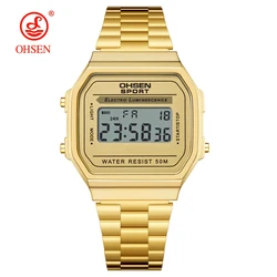 Digitaluhren für Frauen Luxus Gold Damen Sport uhr Reloj Mujer Edelstahl elektronische Uhr Wecker Geschenke